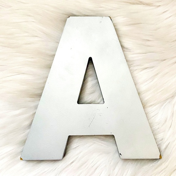 Other - Wooden Letter A Silver Black 7.5x8"